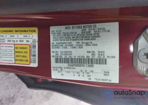 2015 Ford Fusion Se from USA, damaged, VIN 3FA6P0HD0FR113409